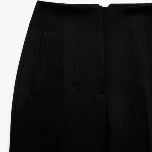 ZARA BLACK HIGH WAIST PANTS NEW WITH SEAMED DETAIL SIZE S 1608/532/800 - Picture 8 of 8